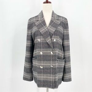 Vilagallo Glen Plaid Double-Breasted Women's Jacket Size 38‎ US 6